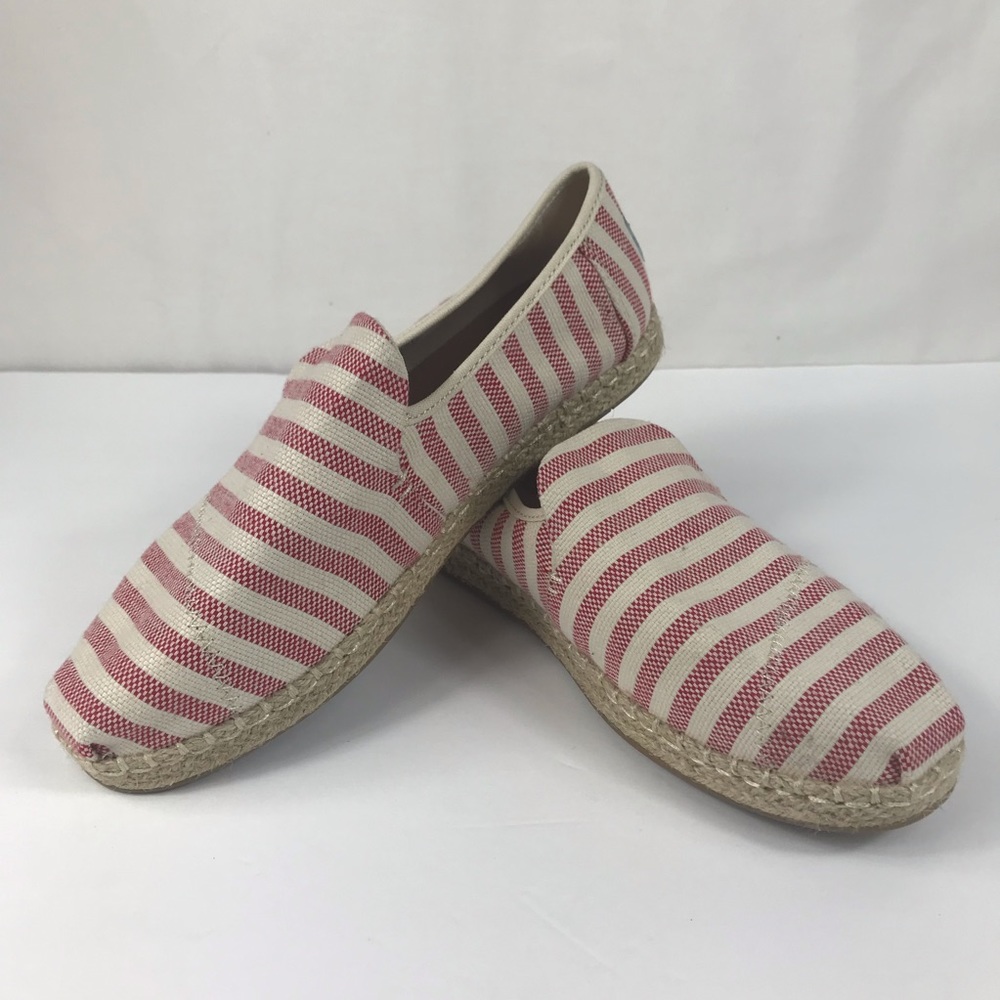 Toms Red and White Canvas Espadrilles
